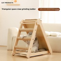 WINNERS-TQXM Arbre à chat en bois massif, griffoir et lit combinés, pliable triangulaire, durable, sans peluches, peu encombrant, style épuré