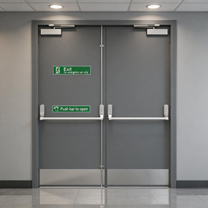 <span class=keywords><strong>Porte</strong></span> coupe-feu double en <span class=keywords><strong>acier</strong></span> homologuée UL/CE avec barre anti-panique, <span class=keywords><strong>porte</strong></span> de sortie d'urgence, résistance au feu 90/180 minutes, <span class=keywords><strong>porte</strong></span> de sécurité anti-fumée - Product Image 2