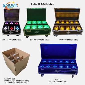 12 luces LED inalámbricas para DJ con batería, 6x18W RGBWAUV, para escenario, con estuche de transporte, ideales para bodas - Product Image 3