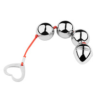 Boules Anales Métalliques Géantes avec Ligne Rouge, Plug Anal, Jouets Sexuels pour Femmes, Masturbation Anale, Dilatateur