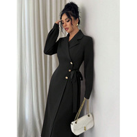 Robe Blazer Longue Personnalisée pour Femme, Double Boutonnage, Taille Ceinturée, Élégante pour Bureau et Soirée, Vente en Gros Usine