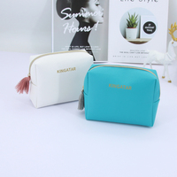 Pochette de maquillage en cuir végétalien, Logo d'accent personnalisé, estampage d'or, vente en gros