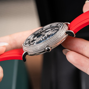 High Quality Luxury Quartz <b>Watch</b> Hand-Inlaid Zircon Sapphire Mirror Fine Steel <b>Case</b> Silicone Strap Ronda Water Resistant Rubber - Product Image 5