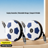 Câble de charge rapide rétractable Type-C 240W 1,2M avec gaine en PVC, modèle HC1, support de téléphone, compatible Carplay, câble de données portable