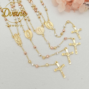 Collar de Rosario Religioso de Latón de Alta Calidad, Chapado en Oro de 14K, con Cuentas de Circonio de 4mm, para Mujeres y Niños, Ideal para Fiestas - Product Image 5