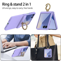 Coque de téléphone antichoc pliable pour Samsung Galaxy Z Flip 8 7 6 5, en PC, avec anneau métallique et support anneau au design métallique