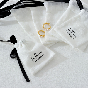 Custom Logo Blank Canvas Cotton Brush <b>Holder</b> <b>Makeup</b> Pouch Gift Travel Cosmetic Bag Organizer Muslin Drawstring Pouches - Product Image 5