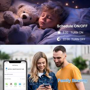 Lampadina LED Intelligente Antela E27 7W Wi-Fi Dimmerabile con Controllo App, Cambio Colore RGB, in Plastica, Durata 25000 Ore per Illuminazione Domestica - Product Image 3