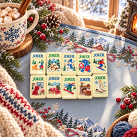 Set Mahjong Mewah Snow Ridge Hearth, 160 Buah Ubin Mahjong Amerika Dengan Tema Gubuk Pegunungan