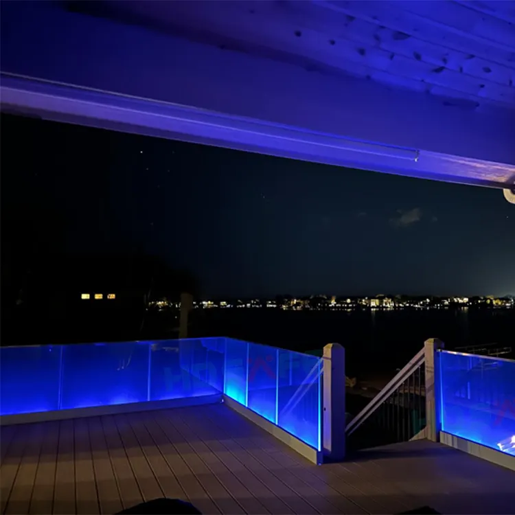 HDSAFE scala senza telaio scala in alluminio morsetto ringhiera in vetro esterno balcone LED vetro vetro sistema di ringhiera