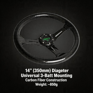 Volant de course JDM modifié Dhsmt universel en PU, aluminium, motif fibre de carbone, 4 cm de profondeur, avec support électroplaqué pour drift - Product Image 4