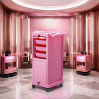 Chariot de salon premium en plastique, design traditionnel, verrouillable, avec roulettes et 5 tiroirs pour coiffeur