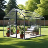 Invernadero de Vidrio Ecológico de Primera Calidad, con Estructura de Aluminio Resistente con Recubrimiento en Polvo, Vidrio Templado Transparente para Jardinería