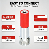 Buse de sablage Venturi à simple entrée d'air de 140 mm, avec orifice intérieur en carbure de tungstène de 6,4 mm, pour le sablage de surfaces de pièces de micro-précision