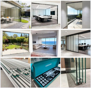 باب منزلق زجاجي تلسكوبي قابل للطي بـ 4 ألواح HDSAFE، 8-12 مم، زجاجي بدون إطار لمكاتب ومطابخ وجدران داخلية - Product Image 2