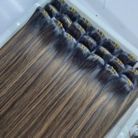 Extensions de cheveux à clipser sans couture 100% cheveux humains Remy, lot de 7 pièces, double épaisseur, cuticules alignées, toutes couleurs, clips invisibles