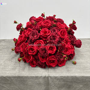 Boule de fleurs artificielles rouges exquises LEDA, nouveau design, fleurs décoratives pour mariage, fleurs au toucher réel, centre de table - Product Image 4
