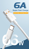 Kabel Data USB C Tipe C 6A Pengisian Cepat 1M, Kabel Data PVC untuk Smartphone, Komputer, Printer