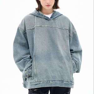 Sudaderas con Capucha de Mezclilla de Algodón de Invierno Ecológicas de 380 g/m², Holgadas, Sin Cordones, de Alta Calidad, Unisex - Product Image 1