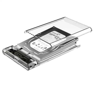 Casing HDD SSD Transparan 2.5 Inci SATA III ke USB 3.0, Enclosure Hard Drive Disk, Mendukung HDD Eksternal Mobile 6TB untuk Laptop PC