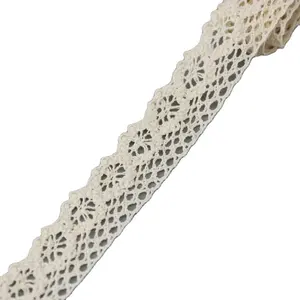 Rubans Tissu (5 mètres/rouleau) 20mm Blanc Beige Décoration Brodé Dentelle Net À La Main Maille Tissu 100% Coton Grand Coeur Maille