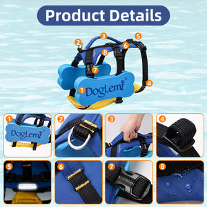 Harnais <span class=keywords><strong>pour</strong></span> <span class=keywords><strong>chien</strong></span> anti-traction 2 en 1, gilet <span class=keywords><strong>de</strong></span> sauvetage <span class=keywords><strong>pour</strong></span> <span class=keywords><strong>chien</strong></span>, harnais en nylon réglable, gilet <span class=keywords><strong>de</strong></span> natation avec coussin <span class=keywords><strong>de</strong></span> flottabilité intégré - Product Image 2