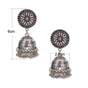 Pendientes colgantes Bohemia de aleación chapados en plata antigua con forma de campana, joyería de fiesta para mujer - Product Image 4