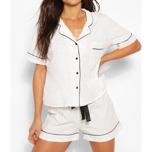 Indumenti da notte da <span class=keywords><strong>donna</strong></span> pantaloncini abbottonati pantaloni accoglienti pigiami da salotto Set Rayon viscosa accogliente <span class=keywords><strong>cotone</strong></span> <span class=keywords><strong>donna</strong></span> 50 Set tinta unita OEM - Product Image 4