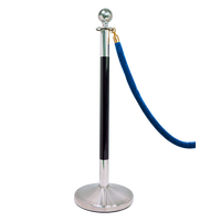 Poteau de guidage rétractable de luxe personnalisé en acier inoxydable avec corde bleue pour la gestion des files d'attente et le contrôle des foules