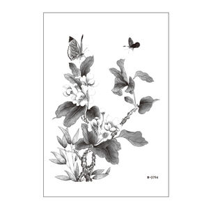 Impermeable tinta china Floral mariposa tatuaje pegatina jardín escena para Hanfu - Product Image 3