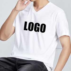 Tee Wholesale Fashion Blank Plain T Shirts Customized Homme Logo T-Shirts Printing V-Neck Short Sleeve Casual <b>Tshirts</b> With Logo - Product Image 3