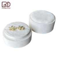 ROGOOD Boîte d'emballage cylindrique en velours blanc pour bague/boucles d'oreilles, étui cadeau rond de luxe pour marques et détaillants P1971