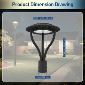 150W Post Top LED <b>Light</b> Garden 5000K Daylight Aluminum Body IP65 AC Power Supply 17000 Lumens <b>Light</b> <b>Sensor</b> Control CRI70 5-Year - Product Image 4