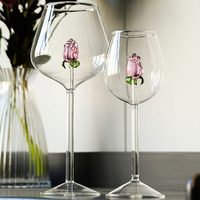 1 pièce Verre à vin rouge et blanc 3D créatif en forme de rose rose, élégant, pour champagne, usage domestique, cadeau de Saint-Valentin