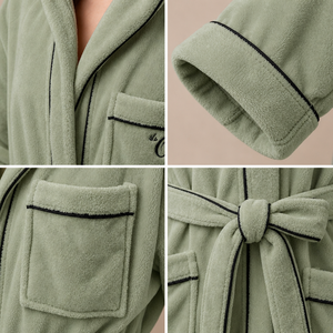 <span class=keywords><strong>Accappatoio</strong></span> Personalizzato con Logo e Collo a Scialle in Flanella di Poliestere <span class=keywords><strong>Verde</strong></span> Traspirante per Uso Quotidiano da Donna - Product Image 3