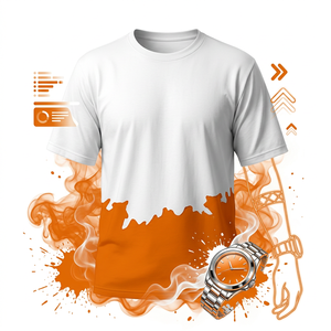 เสื้อยืดผู้ชายสีขาวทรงปกติ พิมพ์ลายโลโก้สีแดงดำ แขนสั้น สไตล์สตรีท ผ้าตาข่าย คอกลม ผ้าฝ้าย 100% น้ำหนัก 220 กรัม ผ้าไม่ทอ - Product Image 2