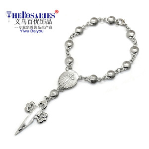 The Rosaries Metal <b>Shell</b> Rosary <b>Bracelet</b> Tibetan Silver Cross Design Ocean Theme Gift Jewelry - Product Image 1