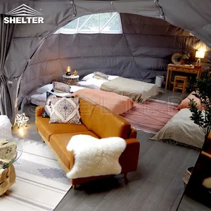 Luxury Tunnel Connection Double Dome Geodesic Dome Glamping With Bathroomglamping Dome Tent