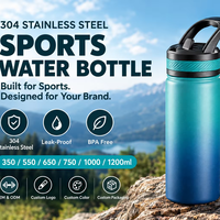 Bouteille d'eau isotherme en acier inoxydable à double paroi de 12 oz, avec couvercle en silicone anti-fuite, personnalisable avec logo, pour le sport, vente en gros