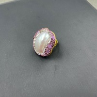 Parure de bijoux faite à la main de luxe léger, élégante, en cristal tchèque, avec perles Mabe naturelles des grands fonds et améthyste incrustée, ensemble de quatre pièces