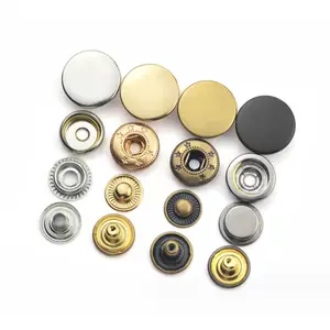 Hight chất lượng sắt Brass thép không gỉ Sliver cổ điển 4 bộ phận kim loại mùa xuân Snap Fastener nút cho phụ kiện may mặc