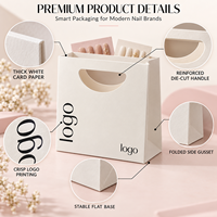 Sacs cadeaux personnalisés en papier cartonné blanc 21cm x 20cm x 10cm avec poignée découpée pour faux ongles et emballage de salon de manucure
