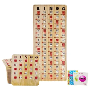 Cartes à obturateur de bingo réutilisables et cartes d'appel avec Master Board Cartes de bingo de style grain de bois bronzé avec fenêtres coulissantes
