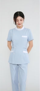Uniforme d'infirmière bleu clair à manches courtes pour les rondes en salle d'hôpital, centre de maternité, clinique, réception - Product Image 3