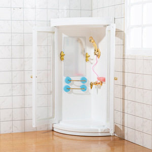 Boutique Mini 1:12 juguetes de madera DIY accesorios para casa de muñecas ducha blanca en miniatura adornos para el hogar para muñecas o figuras de juguete - Product Image 4