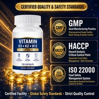 Vitamine D3 K2 B12 120 Capsules Marque Privée Soutien Osseux Complément Alimentaire Fabricant GMP Logo Personnalisé Faible MOQ