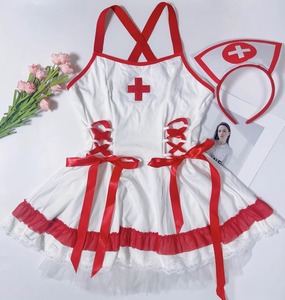 Costume de sorcière infirmière sexy transparent coquin, uniforme érotique, robe de tentation passionnée, cosplay d'Halloween, taille plus, en mousseline de soie - Product Image 6