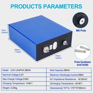 Lithium Iron Phosphate Prismatic Battery Cell 3.2V 280Ah/100Ah 2000 Cycles -20~55C Operating Temp for - Product Image 3