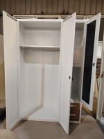 Armoire métallique moderne imprimée à 3 portes avec portes en verre et miroir, meuble pliable pour chambre et salon avec tiroirs