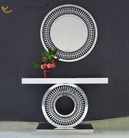 Vente flash : 1000 pièces de table console de luxe marron doré WXF-039 avec miroir, table console avec miroir